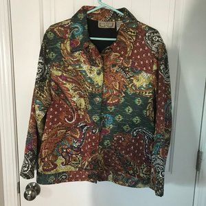Life Style Woman Boho-chic Paisley Lined Jacket, Size 1X